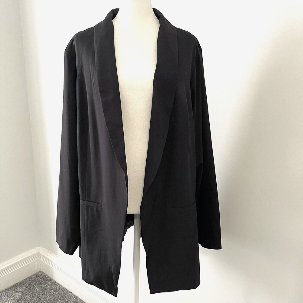 Torrid Open Front Blazer Jacket Sz 3 Womens Plus Size 3X Lined Black Lightweight